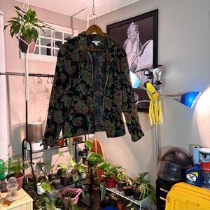Dressbarn Floral Tapestry Jacket Women's XL Multicolor Zip Up Coat